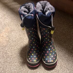Western Chief Navy Polka Dot Kids Boots